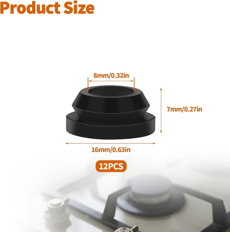 OXDFK 12 PCS RV Stove Top Grommets, Rubber RV Stove Top Grommets Kit for Magic Chef and for Atwood Stove Grates, Camper Stove Cover, for RV Camper Trailer Kitchen Use, Protect Stove from Scratches - Image 2